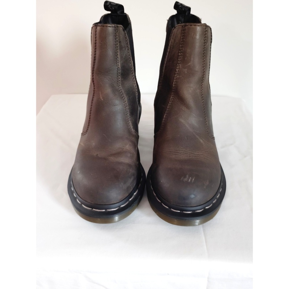 Dr. Martens Cadence Distressed Brown Leather Heeled Gothic Chelsea Boots Women 7 - Picture 7 of 15
